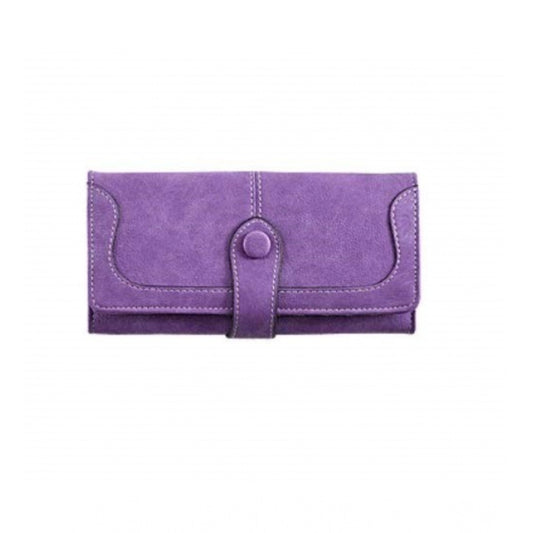 Women's Faux Leather Medium Snap Button Wallet (Purple)