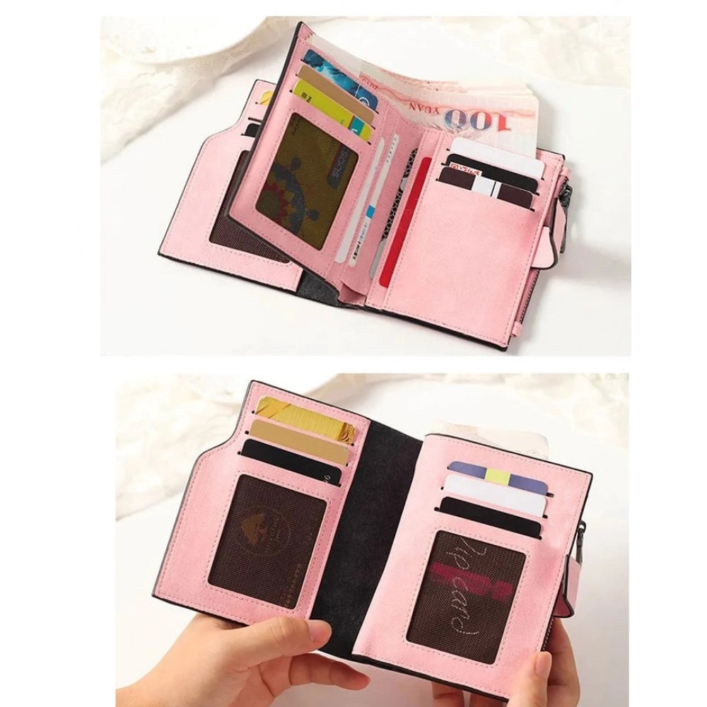 Women's Vegan Leather Small Zipper Wallet (RoseGlod)