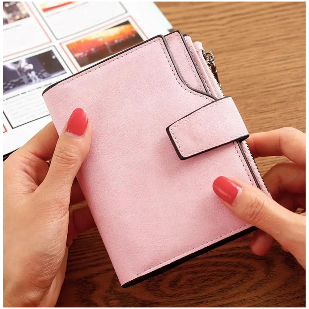 Women's Vegan Leather Small Zipper Wallet (RoseGlod)