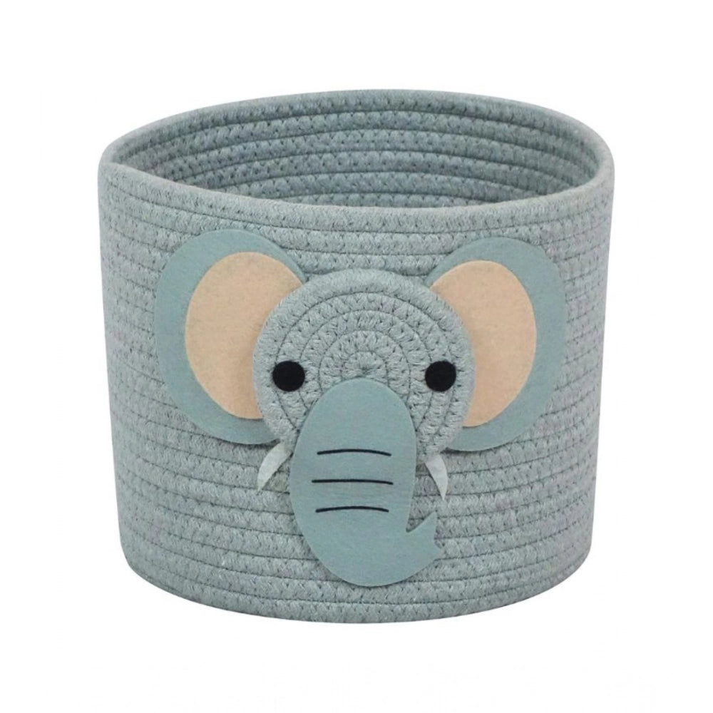 Cotton Elephant Basket 10x8 Inch Pack of 1 (Grey)