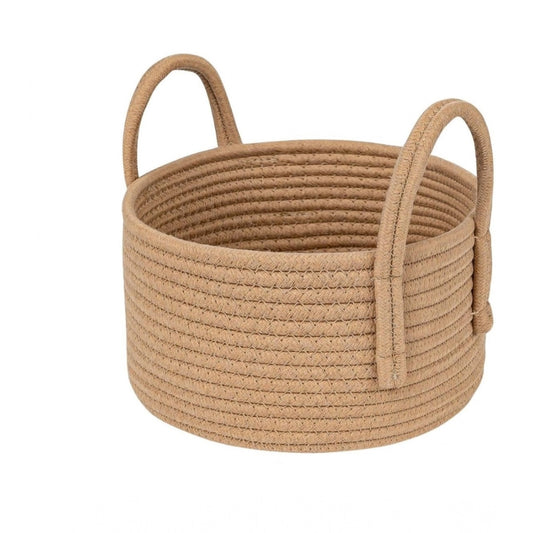 Cotton Round Storage Rope Woven Baskets Pack of 2 (Beige)