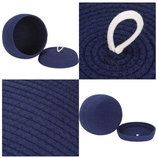 Cotton Bear Shaped Storage Matka Basket With Lid Pack of 1 (Blue)