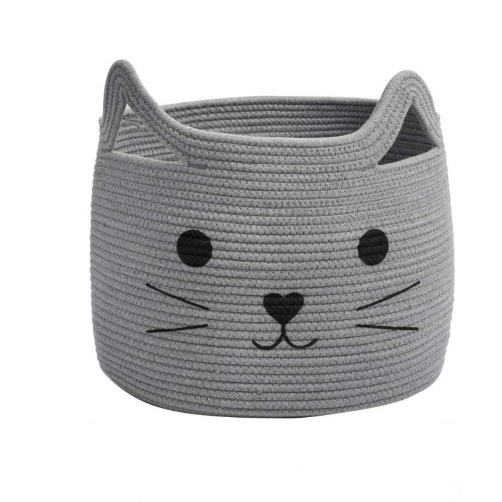 Cotton Large Storage Cat Basket 15x11 Inch Pack of 1 (Grey)