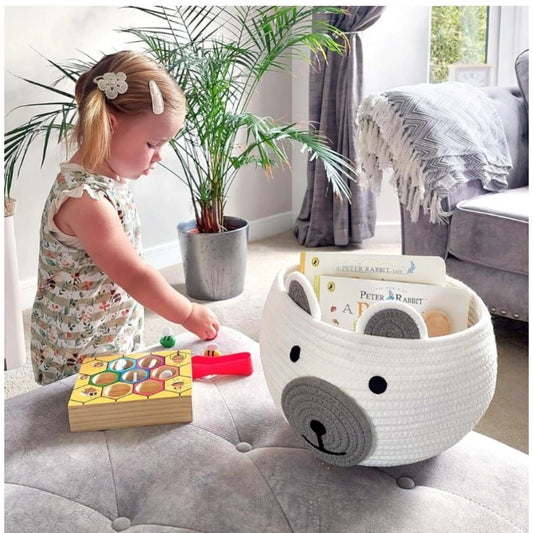 Cotton Bear Shaped Storage Baskets Pack of 1 (White)