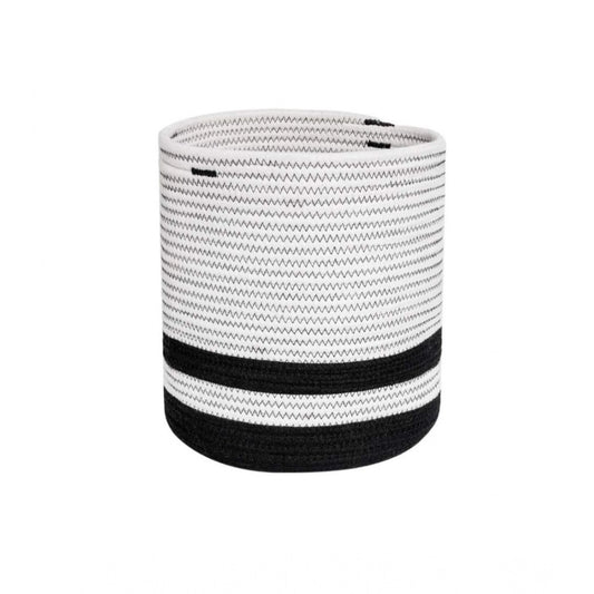 Cotton Large Woven Storage Basket 10x10 Inch Pack of 1 (Black &amp; White)