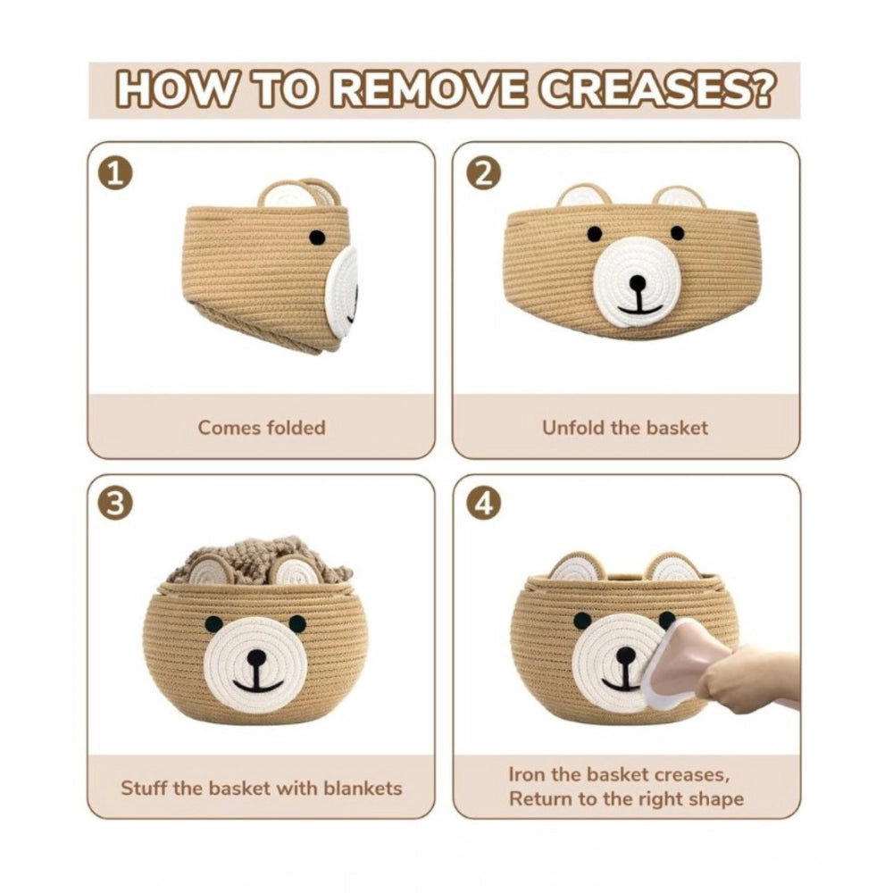 Cotton Bear Shaped Storage Baskets Pack of 1 (Beige)