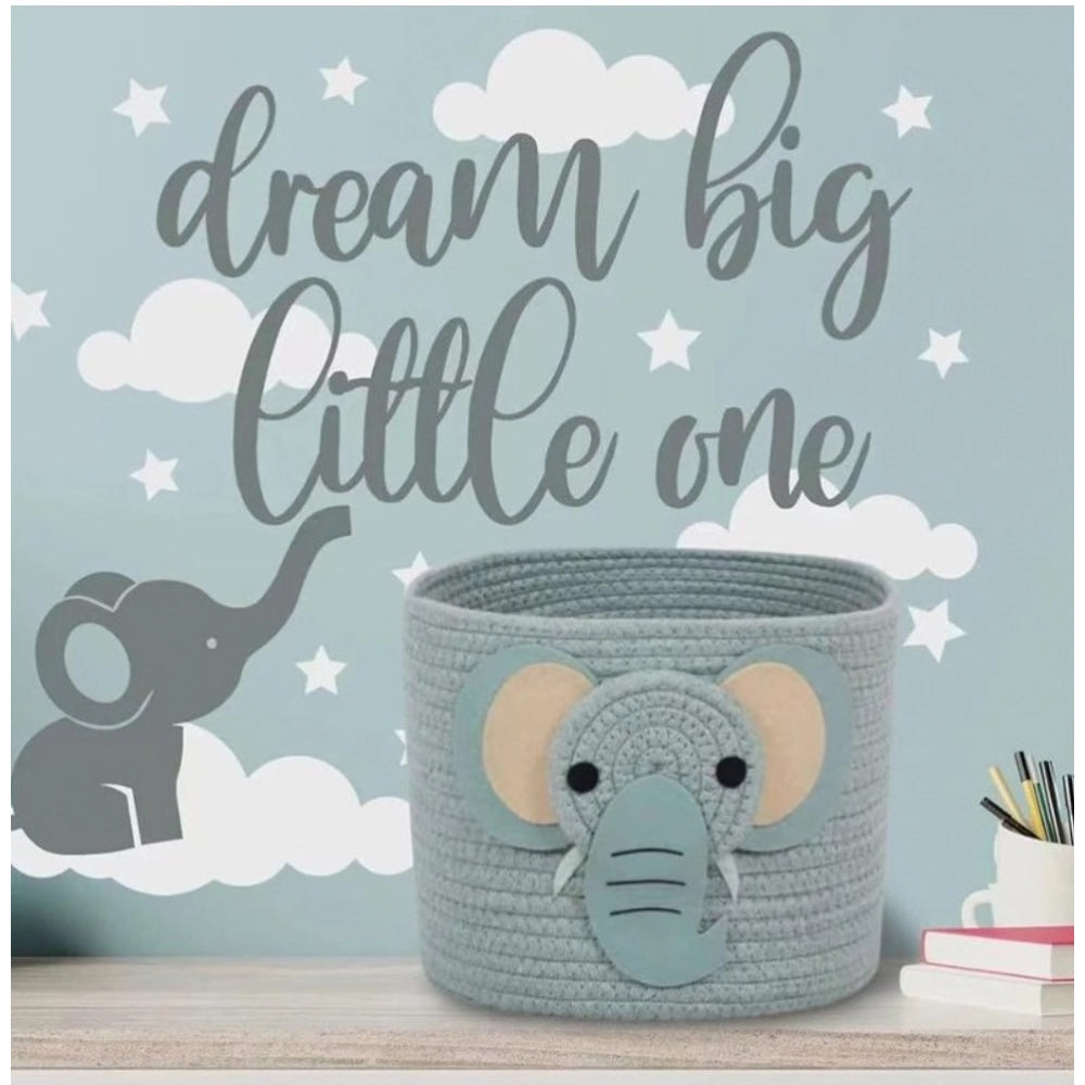 Cotton Elephant Basket 10x8 Inch Pack of 1 (Grey)