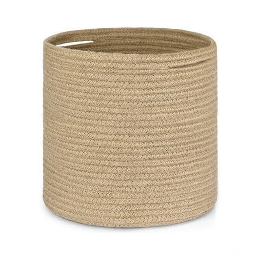 Cotton Large Woven Storage Basket 11x11 Inch Pack of 1 (Beige)