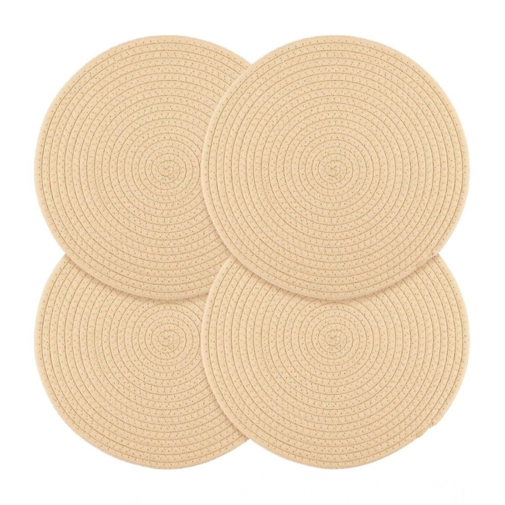 Cotton Dining Table Round Placemat Mats Set of 4 (Cream)