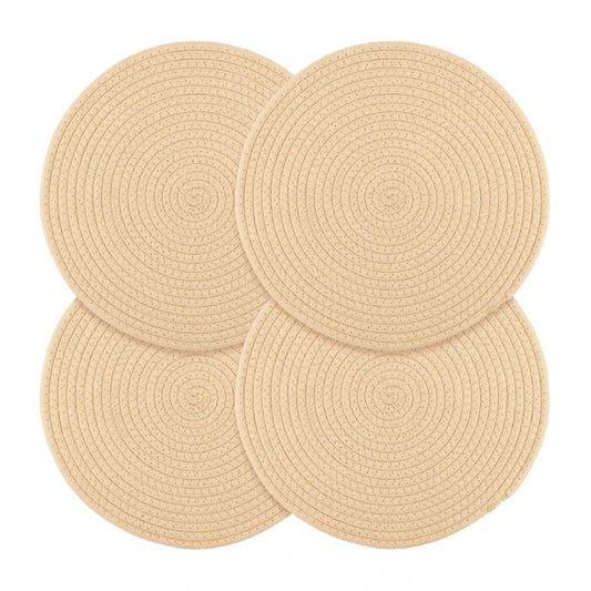 Cotton Dining Table Round Placemat Mats Set of 4 (Cream)