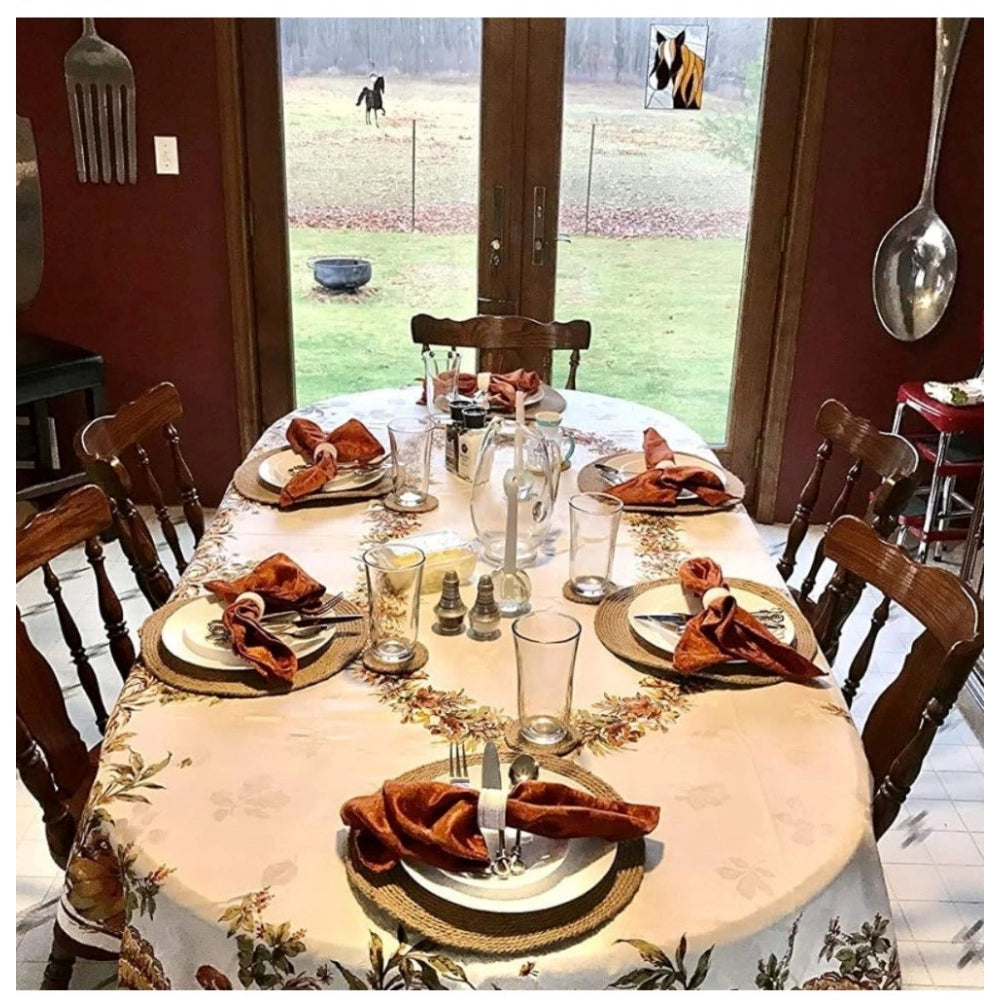 Cotton Dining Table Round Placemat Mats Set of 4 (Beige)