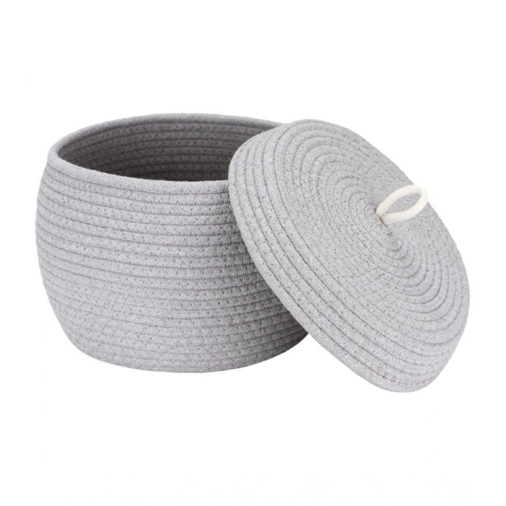 Cotton Bear Shaped Storage Matka Basket With Lid Pack of 1 (Grey)