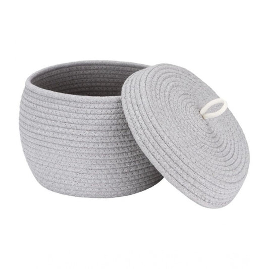 Cotton Bear Shaped Storage Matka Basket With Lid Pack of 1 (Grey)