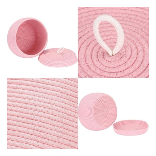 Cotton Bear Shaped Storage Matka Basket With Lid Pack of 1 (Pink)