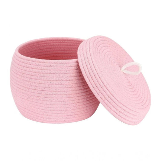 Cotton Bear Shaped Storage Matka Basket With Lid Pack of 1 (Pink)