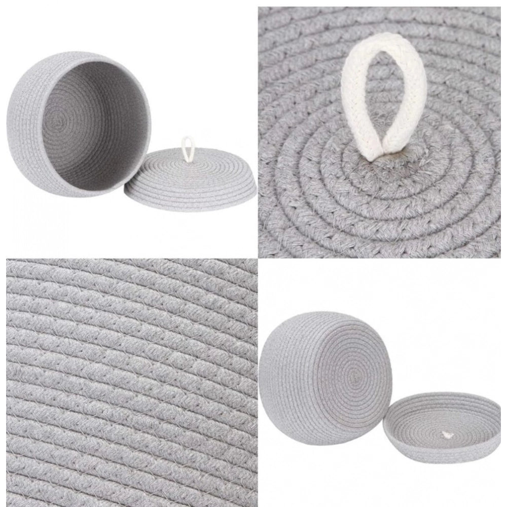 Cotton Bear Shaped Storage Matka Basket With Lid Pack of 1 (Grey)