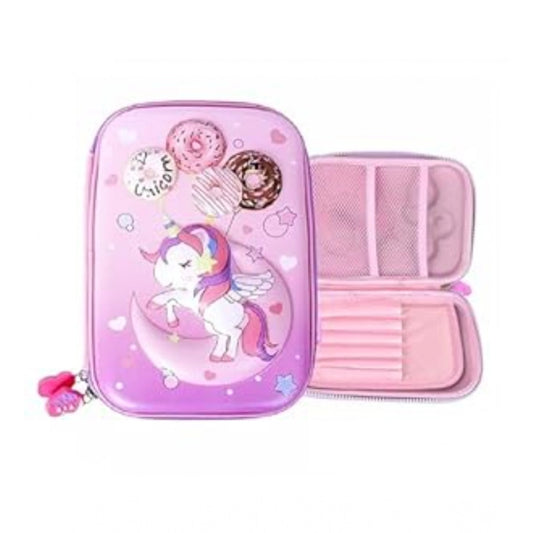 Plastic Unicorn Embossed Cover Pencil Pouch, Kids, Pencil Box (Multicolor )