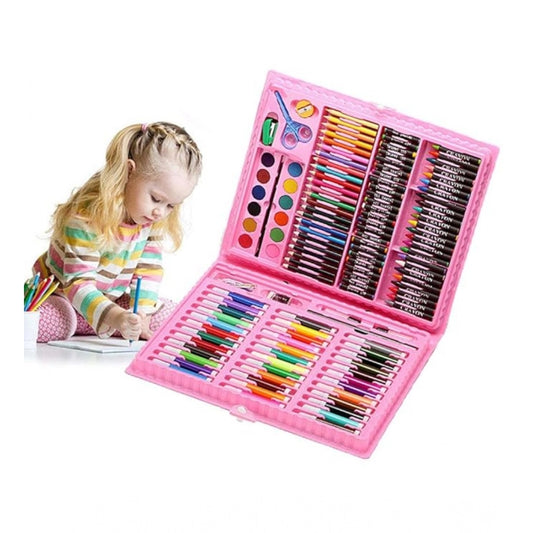 Plastic Deluxe Art Drawing Set For Kids Drawing And Painting 150Pcs Set (Multicolor)