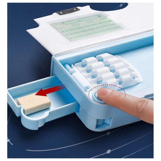 Plastic Magnetic Pencil Case With Sharpener Compass Box For Kids (Multicolor )