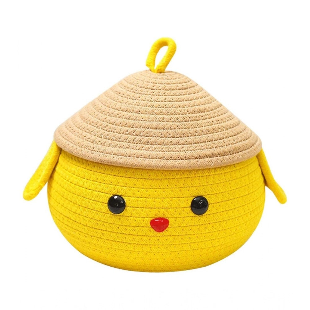 Cotton Gudda Pack of 1 Storage Basket For Clothes (Yellow)