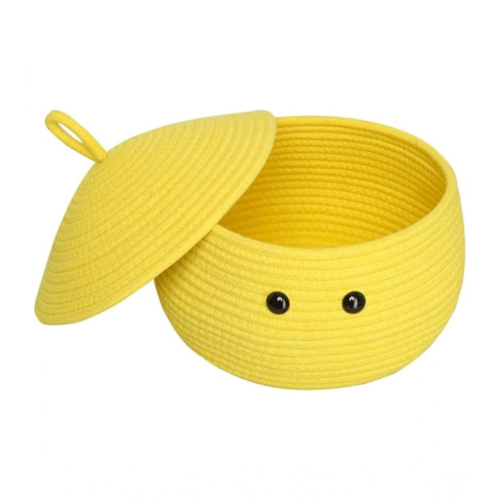 Cotton Gudda Pack of 1 Storage Basket For Clothes (Yellow)