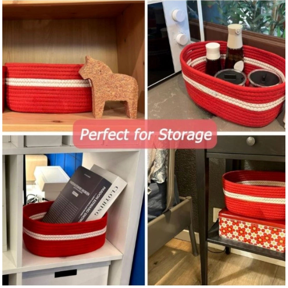 Cotton Basket Inch Pack of 1 Storage Basket For Clothes (Red)
