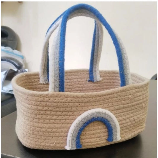 Cotton Rainbow Basket Pack of 1 Storage Basket For Clothes (Multicolor)