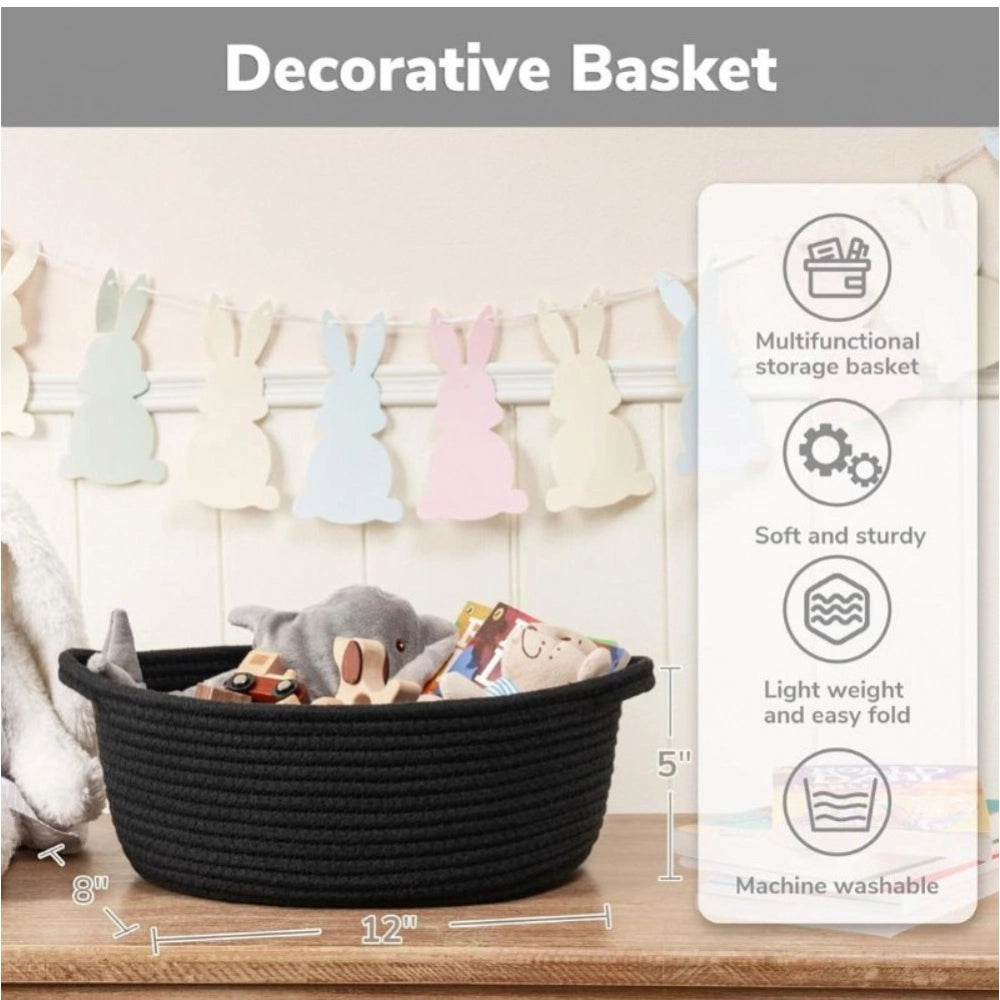 Cotton Baby Gift Basket Pack of 1 Storage Basket For Clothes (Black)
