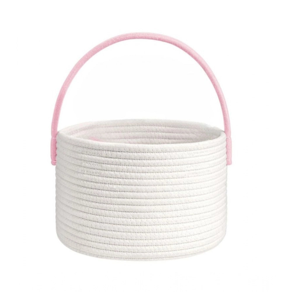 Cotton Bucket Inch Pack of 1 Storage Basket For Clothes (White)