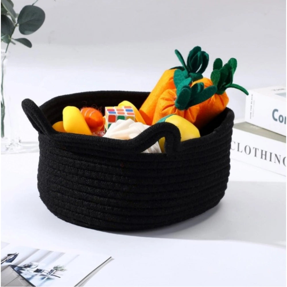 Cotton Cat Basket Inch Pack of 1 Storage Basket For Clothes (Black)