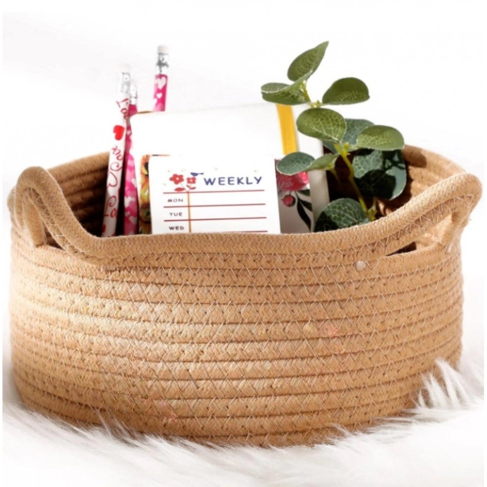 Cotton Cat Basket Inch Pack of 1 Storage Basket For Clothes (Beige)