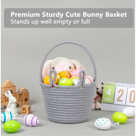 Cotton Toy Bucket Pack of 1 Storage Basket For Clothes (Grey)