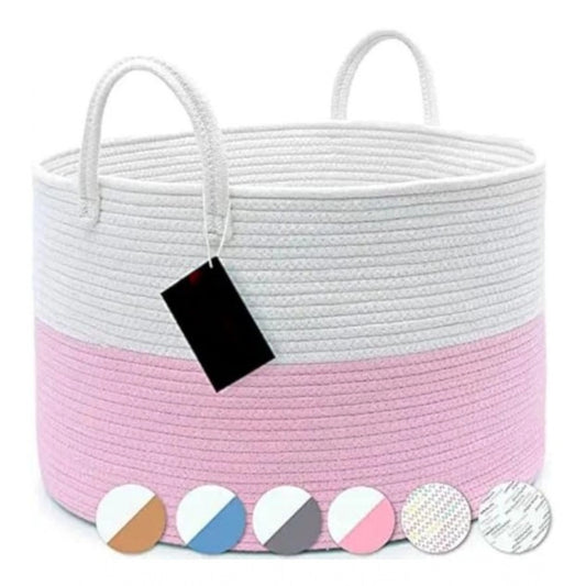 Cotton Laundry Basket Pack of 1 Storage Basket For Clothes (Pink)