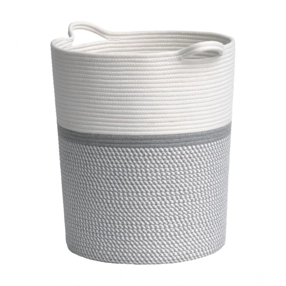 Cotton Laundry Basket Pack of 1 Storage Basket For Clothes (Grey)