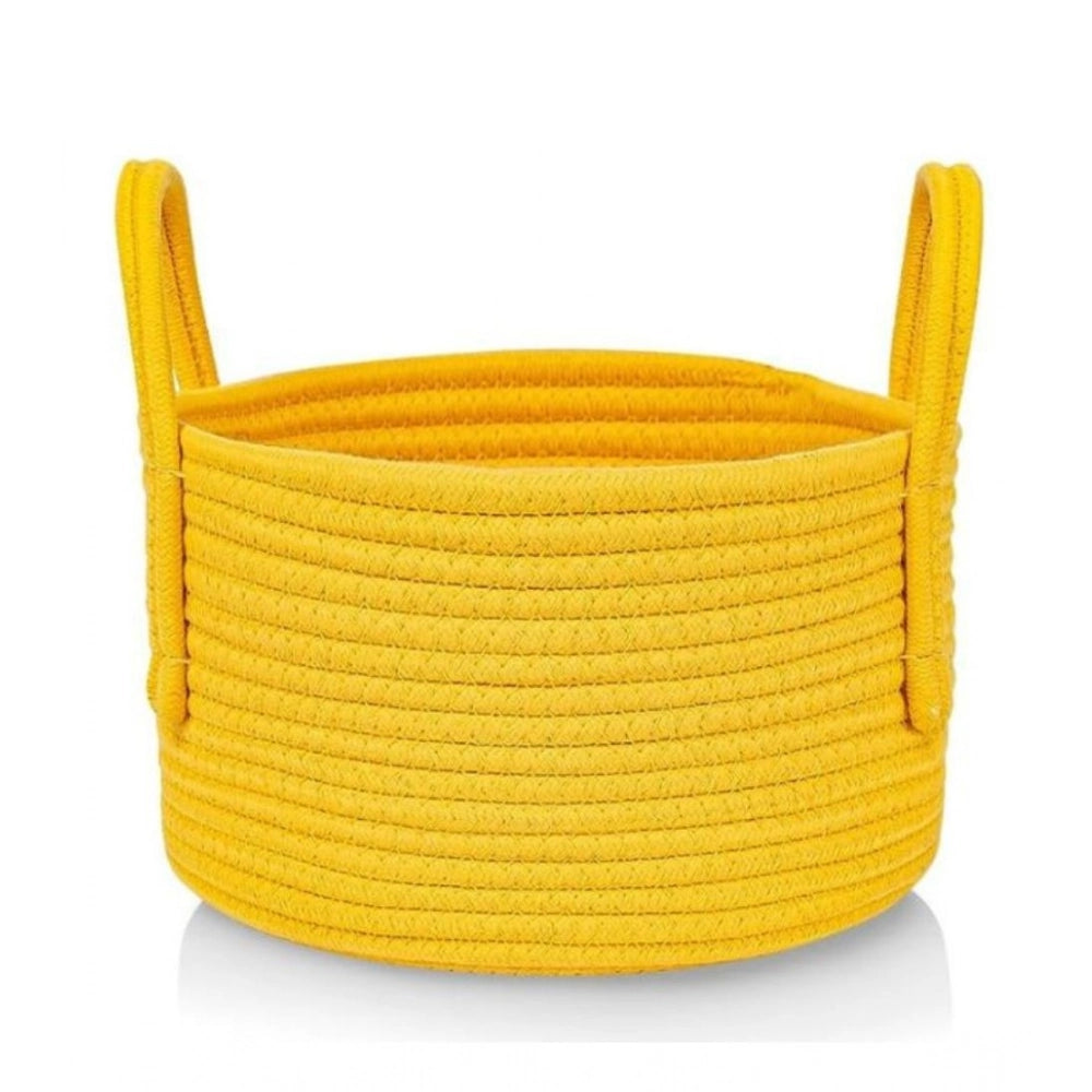 Cotton Basket Inch Pack of 1 Storage Basket For Clothes (Yellow)