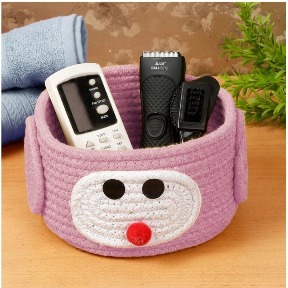 Cotton Pen Holder Pack of 1 Storage Basket For Clothes (Pink)