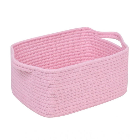 Cotton Basket Pack of 1 Storage Basket For Clothes (Pink)