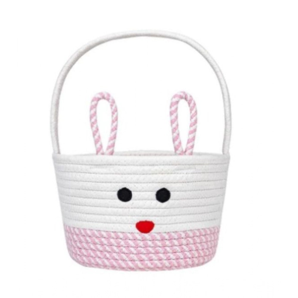 Cotton Mix Toy Bucket Pack of 1 Storage Basket For Clothes (Pink)