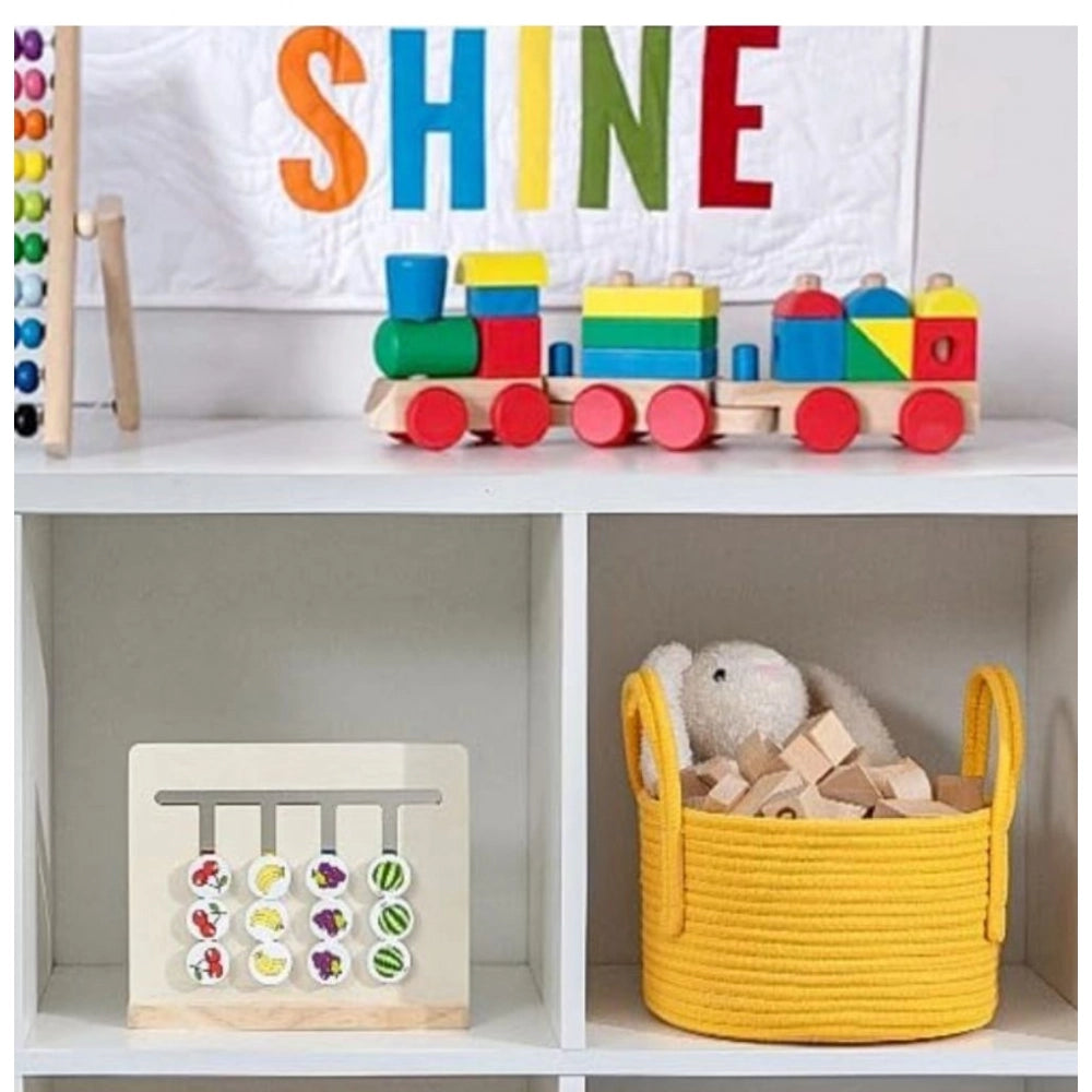 Cotton Basket Inch Pack of 1 Storage Basket For Clothes (Yellow)