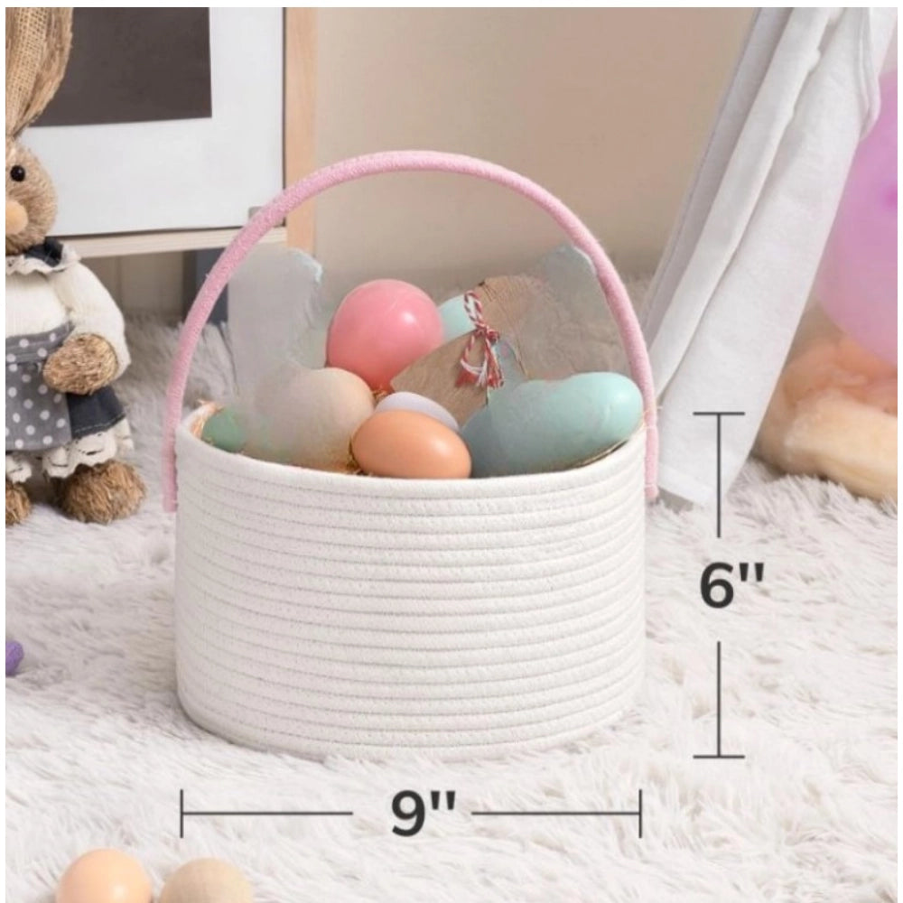 Cotton Ear Toys Bucket Pack of 1 Storage Basket For Clothes (White)