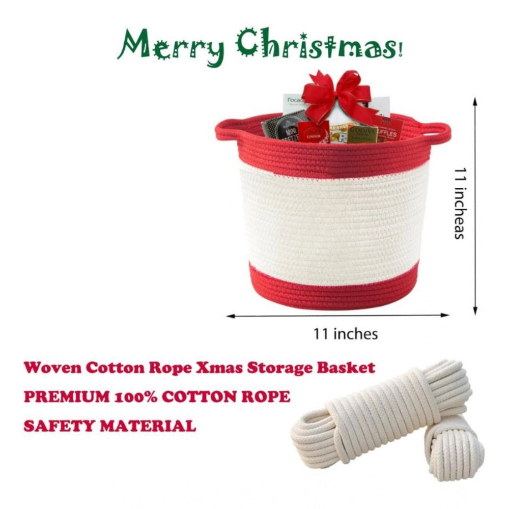 Cotton Basket Pack of 1 Storage Basket For Clothes (Red)