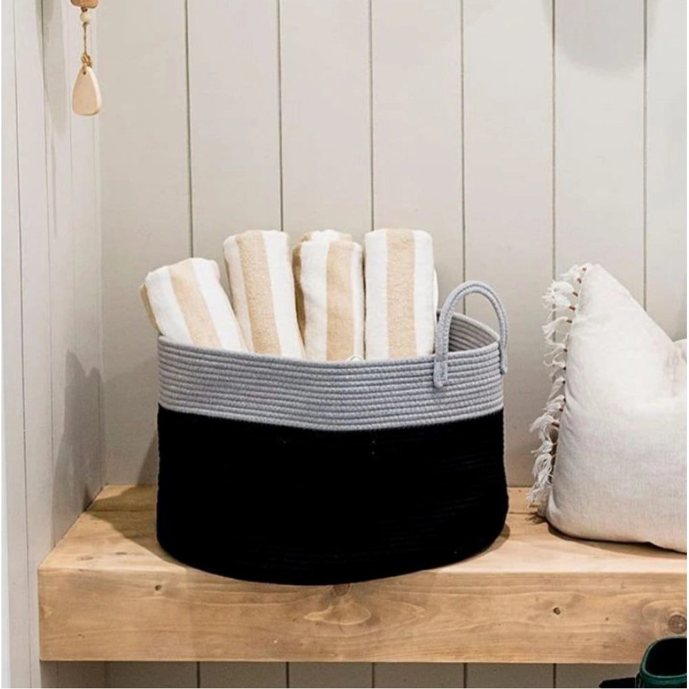 Cotton Laundry Basket Pack of 1 Storage Basket For Clothes (Grey)