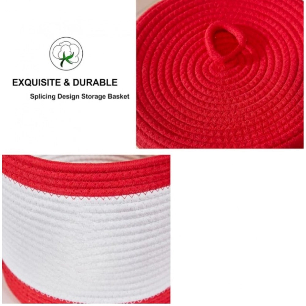 Cotton Basket Pack of 1 Storage Basket For Clothes (Red)