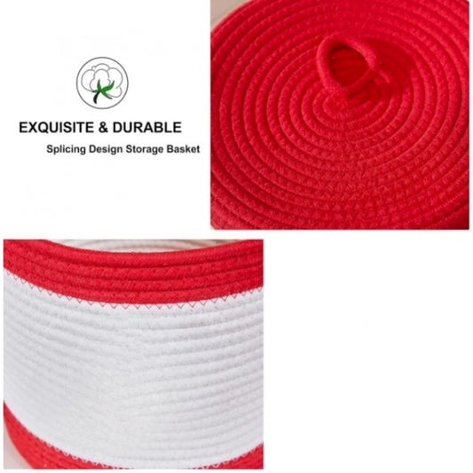 Cotton Basket Pack of 1 Storage Basket For Clothes (Red)