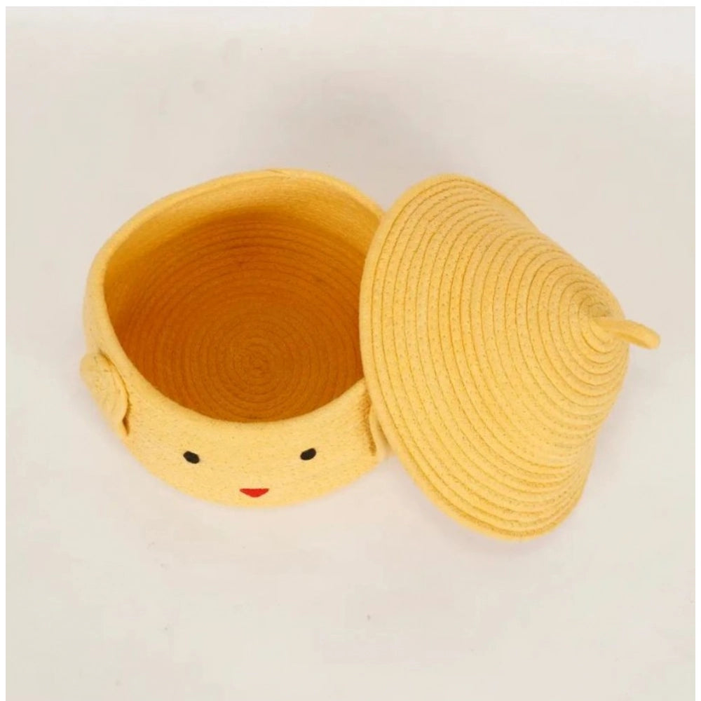 Cotton Gudda Pack of 1 Storage Basket For Clothes (Yellow)