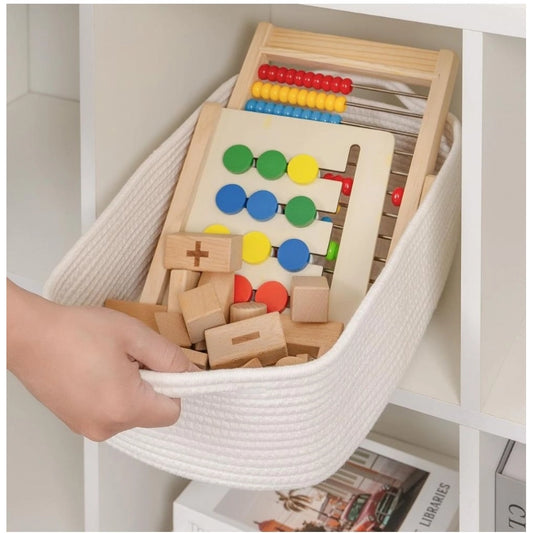 Cotton Basket Pack of 1 Storage Basket For Clothes (White)