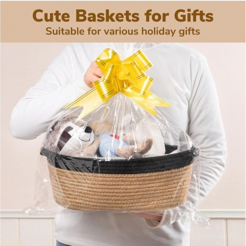 Cotton Baby Gift Basket Pack of 1 Storage Basket For Clothes (Beige)