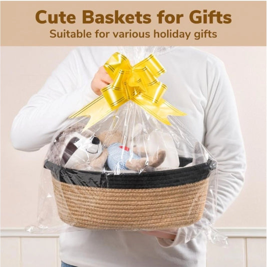 Cotton Baby Gift Basket Pack of 1 Storage Basket For Clothes (Beige)