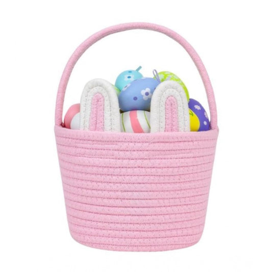Cotton Ear Toy Bucket Pack of 1 Storage Basket For Clothes (Pink)