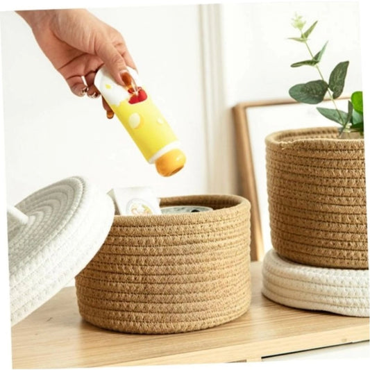 Cotton Box White Lid Inch Pack of 1 Storage Basket For Clothes (Brown)